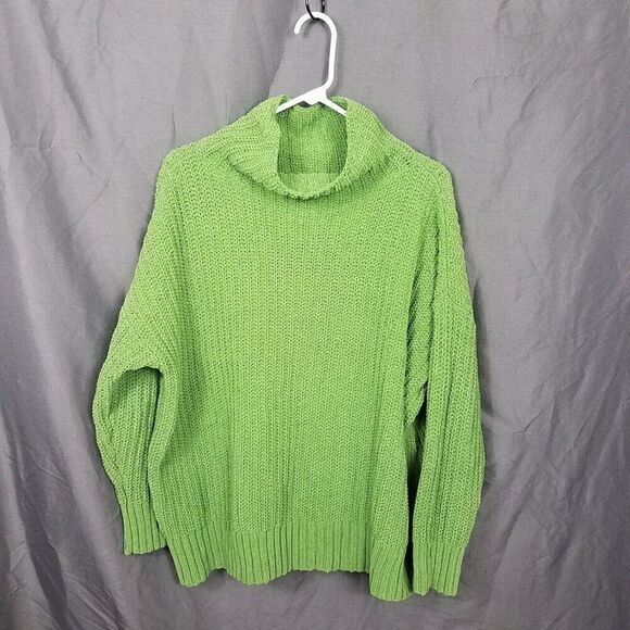 Aerie XS Green Chenille Turtleneck Sweater Fuzzy Cozy Spring Green Sweater XS - Picture 9 of 13